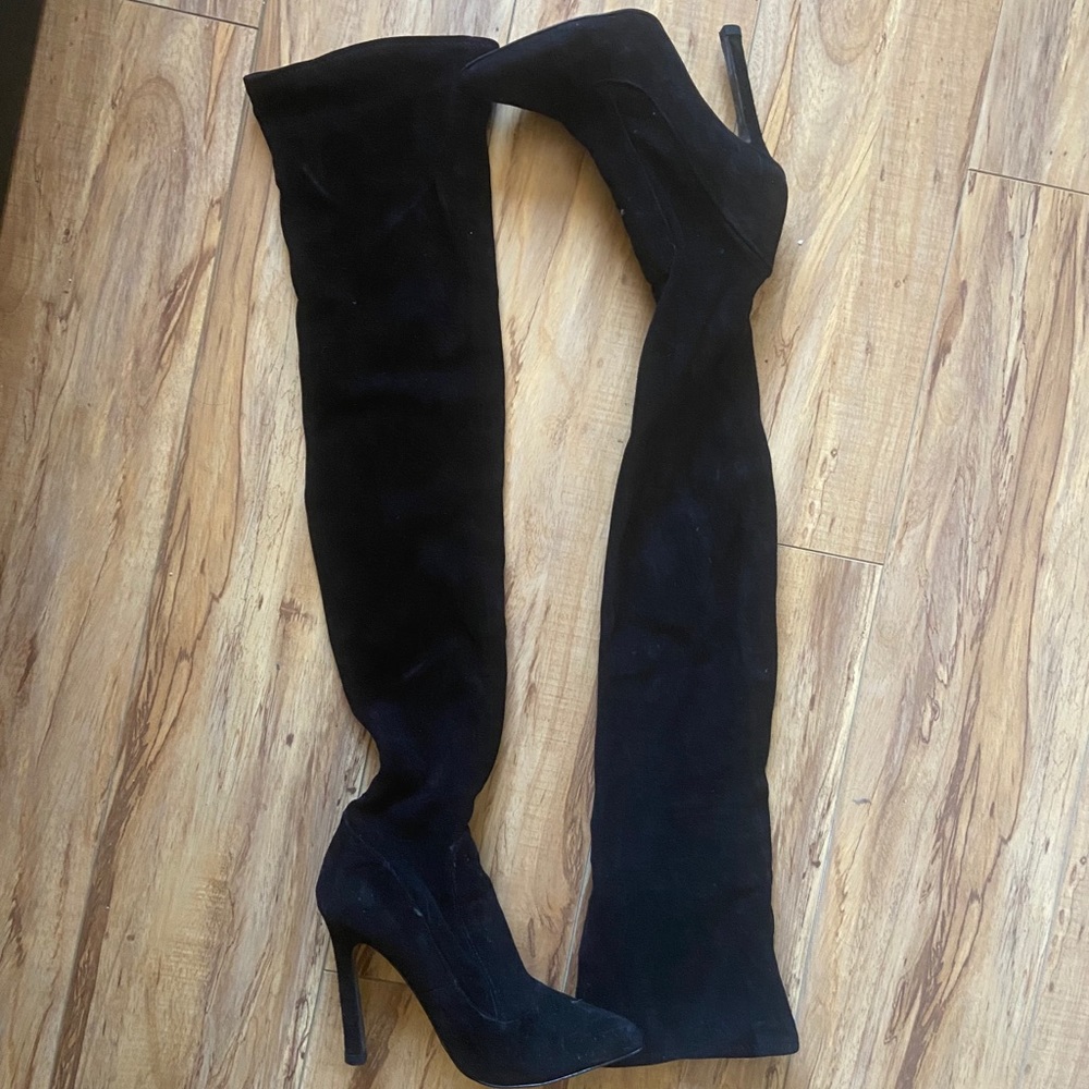 Zara Thigh High Suede Boot Heel